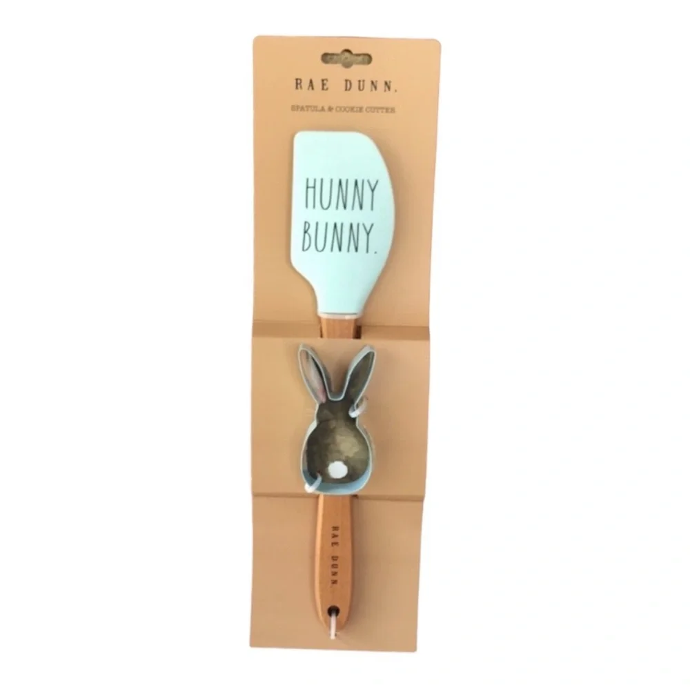 Rae Dunn Bunny Hunny Bunny Spatula & Cookie Cutter Set for Spring and Easter